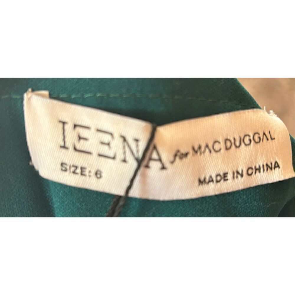 Ieena for Mac Duggal 26554I Long Sleeve High Slit Dress in Emerald Green NWT Siz - Picture 6 of 7